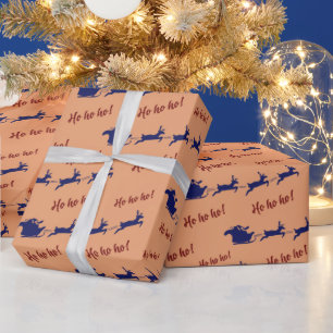 Santa Sleigh Reindeers Ride Christmas Seamless Wrapping Paper