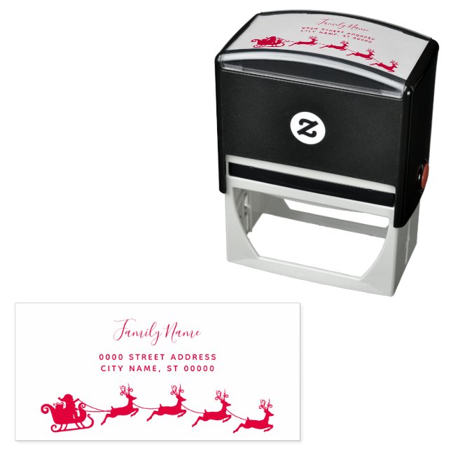 Santa Sleigh Return Address Self-inking Stamp (In Situ)