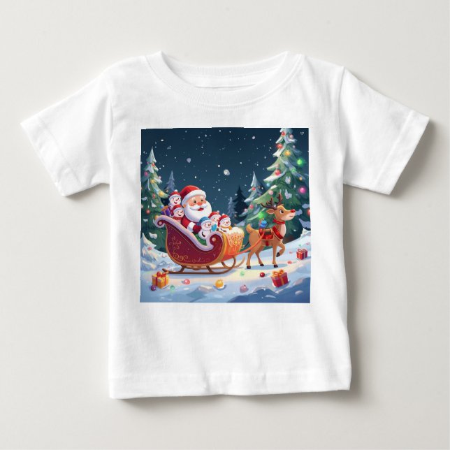 Santa Sleigh Ride Christmas Adventure Baby T-Shirt (Front)