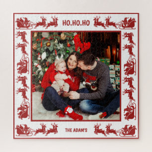  Santa Sleigh Ride Christmas Family Photo  Jigsaw Puzzle