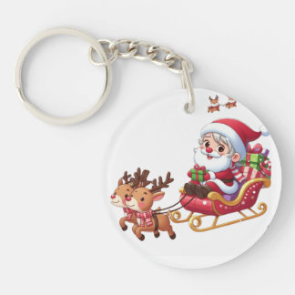 Santa Sleigh Ride Festive Christmas Gift for Kids Key Ring