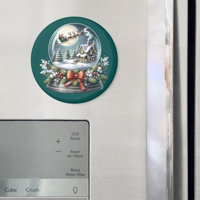 Santa Sleigh Ride in Snow Globe Wonderland Magnet (In Situ (Fridge))