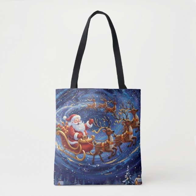 Santa Sleigh Ride Tote Bag (Front)