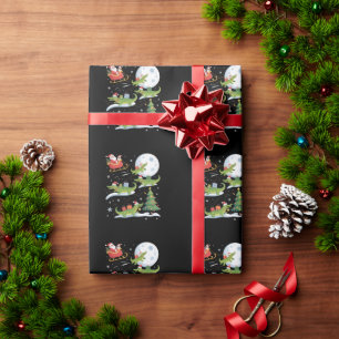 Santa Sleigh Riding Alligator Christmas Funny Xmas Wrapping Paper