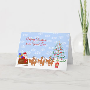 Santa Sleigh Son Christmas Holiday Card