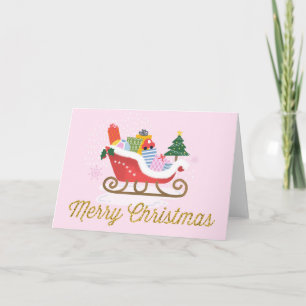 Santa Sleigh Toys Merry Christmas Holiday Card