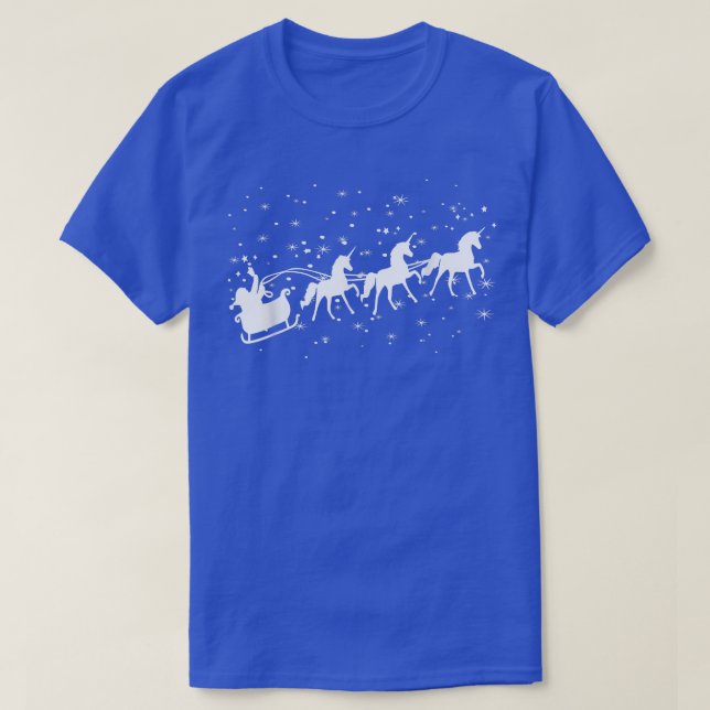 Santa Sleigh Unicorn Christmas Pajama Xmas Family  T-Shirt (Design Front)