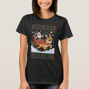 Santa Sleigh with Antlered Christmas Dragon T-Shirt