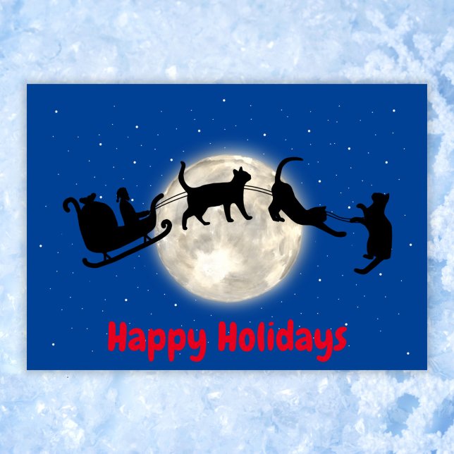 Santa sleigh with funny cats Folded Holiday Card (Creator Uploaded)