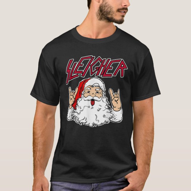 Santa Sleigher funny Sleigher Hail Santa Metal San T-Shirt (Front)