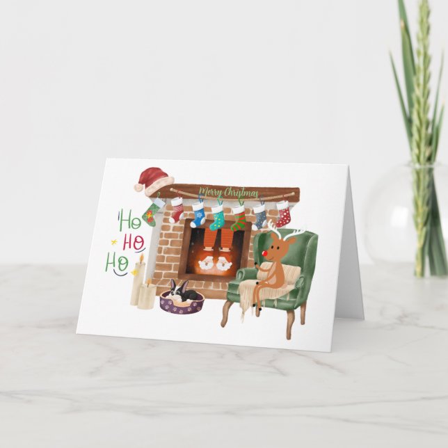 Santa Slippers Christmas Card (Front)