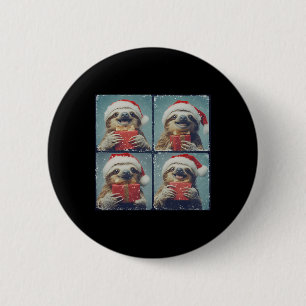 Santa Sloth Animal Photography Sloth Christmas 6 Cm Round Badge