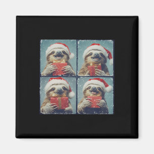 Santa Sloth Animal Photography Sloth Christmas Magnet