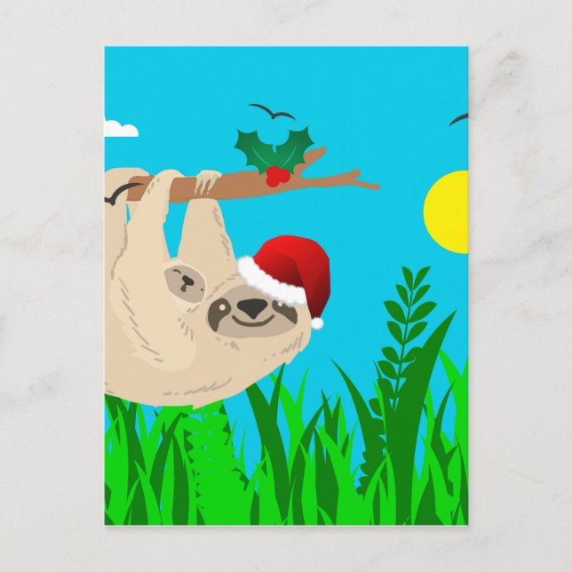santa sloth holiday postcard (Front)