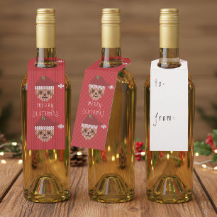 Santa Sloth Merry Slothmas Bottle Hanger Tags