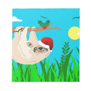 santa sloth notepad