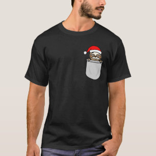 Santa Sloth Pocket Funny Cute Christmas T-Shirt