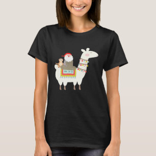 Santa Sloth Riding Llama Christmas Men Women T-Shirt