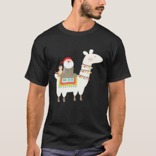 Santa Sloth Riding Llama Christmas Men Women T-Shirt