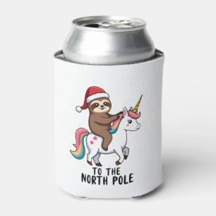 Santa Sloth Riding Unicorn Funny Girl Christmas T- Can Cooler