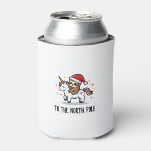 Santa Sloth Riding Unicorn Funny Girl Christmas T- Can Cooler