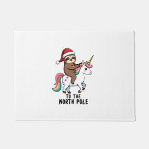 Santa Sloth Riding Unicorn Funny Girl Christmas T- Doormat