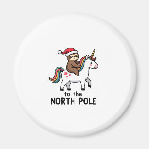 Santa Sloth Riding Unicorn Funny Girl Christmas T- Magnet