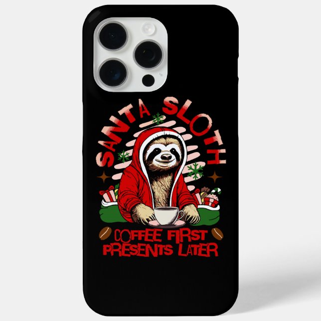 Santa sloth sipping coffee  Case-Mate iPhone case (Back)