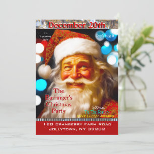 Santa Smiling Happy Festive Christmas Party Invitation
