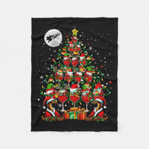 Santa Snakes And Wine Gles Christmas Tree Drinker  Fleece Blanket