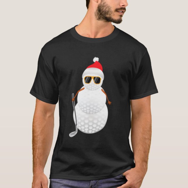 Santa Snow Golf Ball Golfer T-Shirt (Front)