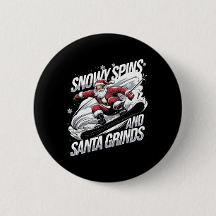 Santa Snowboarder Christmas Snowboarding Fun Holid 6 Cm Round Badge