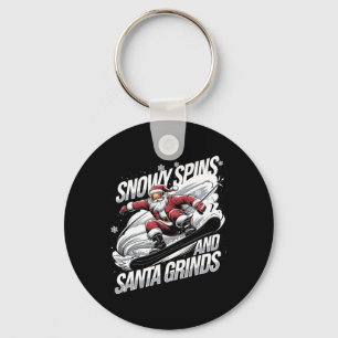 Santa Snowboarder Christmas Snowboarding Fun Holid Key Ring