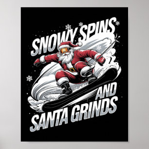 Santa Snowboarder Christmas Snowboarding Fun Holid Poster
