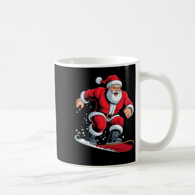 Santa Snowboarding Lover Funny Holiday Christmas X Coffee Mug (Right)