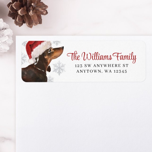 Santa Snowflake Black Tan Dachshund Return Address Label (Creator Uploaded)