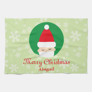 Santa Snowflakes Christmas Tea Towel