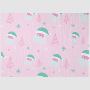 Santa Snowflakes Christmas Trees Pink Christmas Tissue Paper