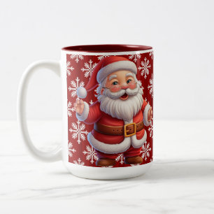 Santa Snowflakes  Two-Tone Coffee Mug