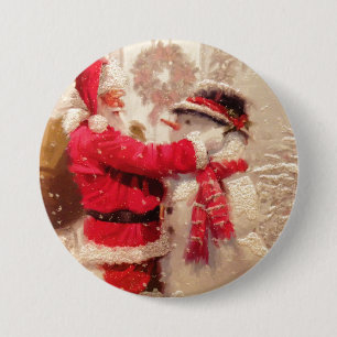 Santa & Snowman 7.5 Cm Round Badge