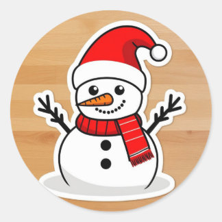 Santa snowman adorable classic round sticker