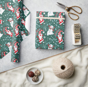 Santa Snowman Christmas Wrapping Paper
