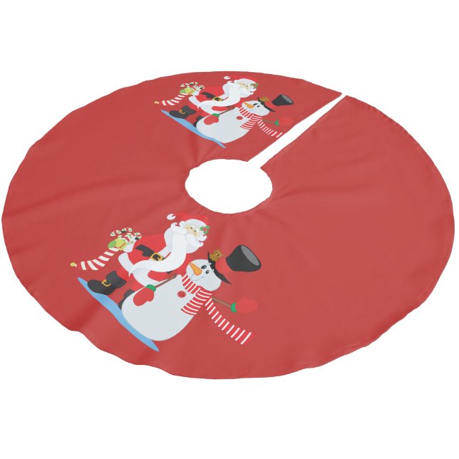 Santa Snowman Festive Tree Skirt (Angled)