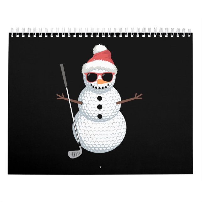 Santa Snowman Golf Ball Christmas Golfer Gift  Calendar (Cover)