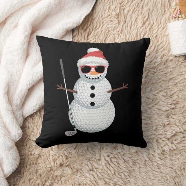 Santa Snowman Golf Ball Christmas Golfer Gift  Cushion (Blanket)