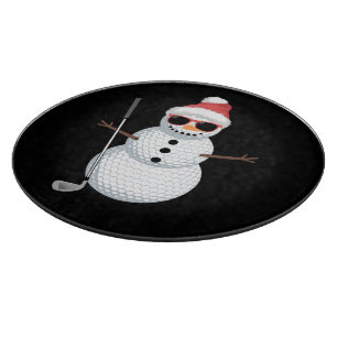 Santa Snowman Golf Ball Christmas Golfer Gift  Cutting Board