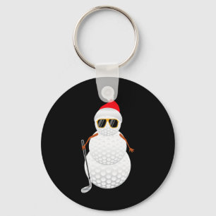 Santa Snowman Golf Ball Christmas Golfer Gift Key Ring