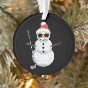 Santa Snowman Golf Ball Christmas Golfer Gift  Ornament