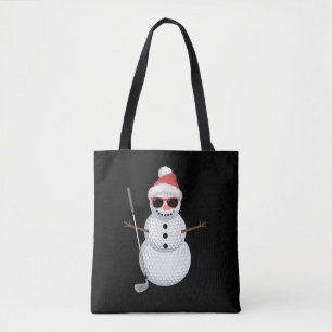 Santa Snowman Golf Ball Christmas Golfer Gift  Tote Bag