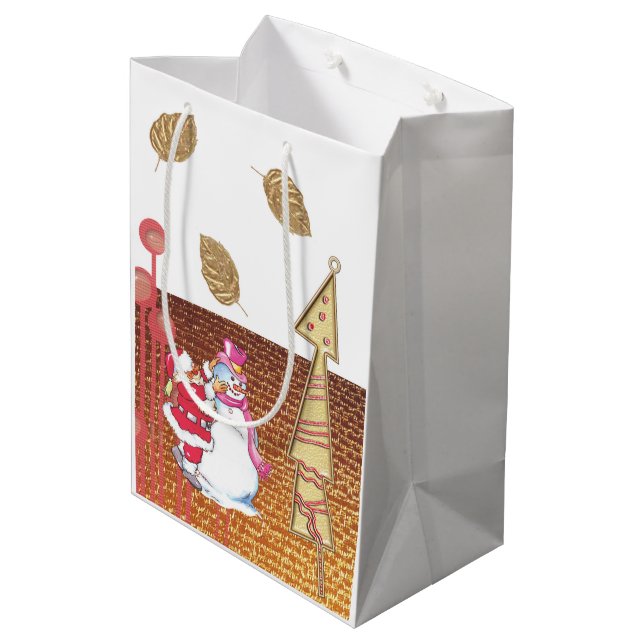 Santa Snowman Merry Christmas Gift Bags (Back Angled)